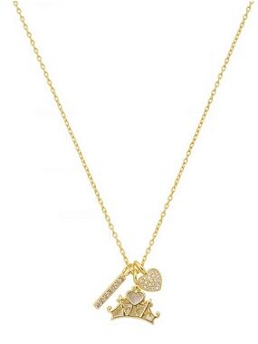 Disney Jewelry | Princess Tiara Gold-Plated Charm Pendant Necklace